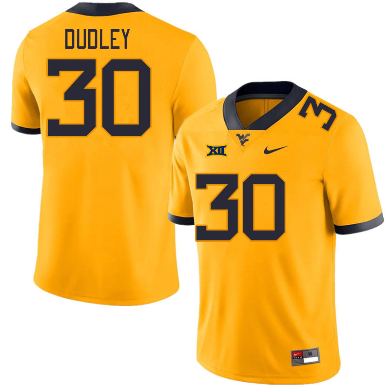 Men #30 Brayden Dudley West Virginia Mountaineers College Football Jerseys Stitched Sale-Gold